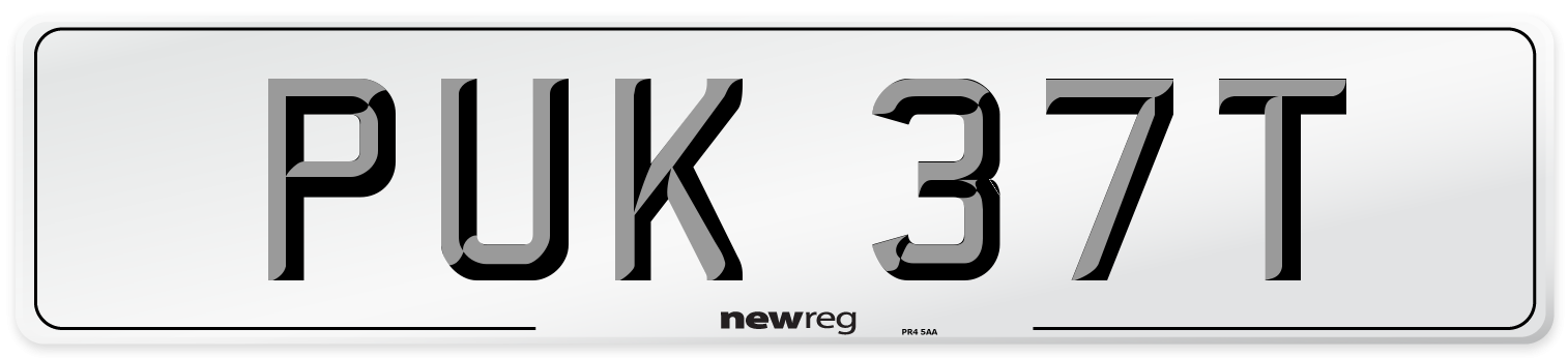 PUK 37T Number Plate from New Reg